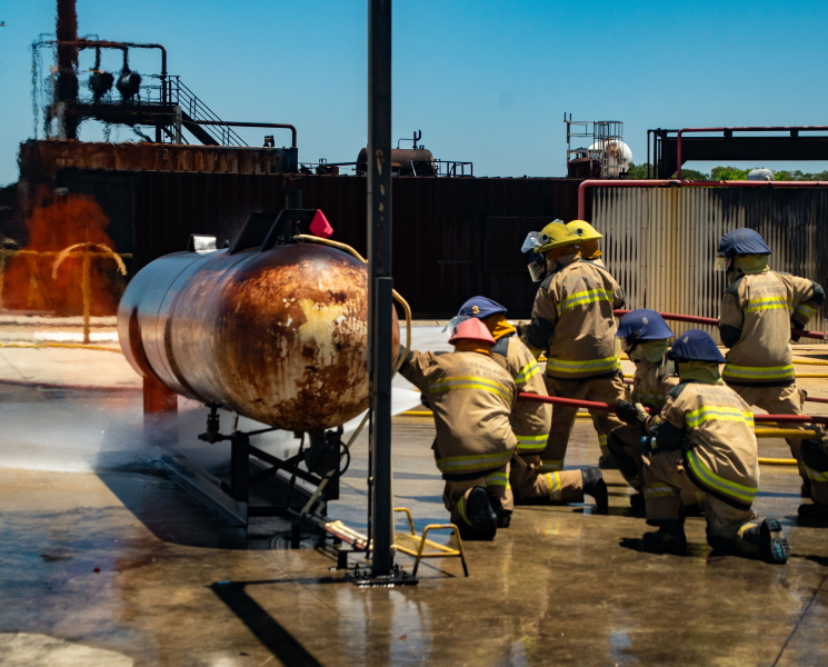 Firefighters at work outdoors