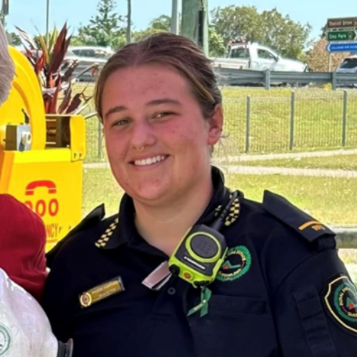 Phoebe in her RFSQ uniform at a community event