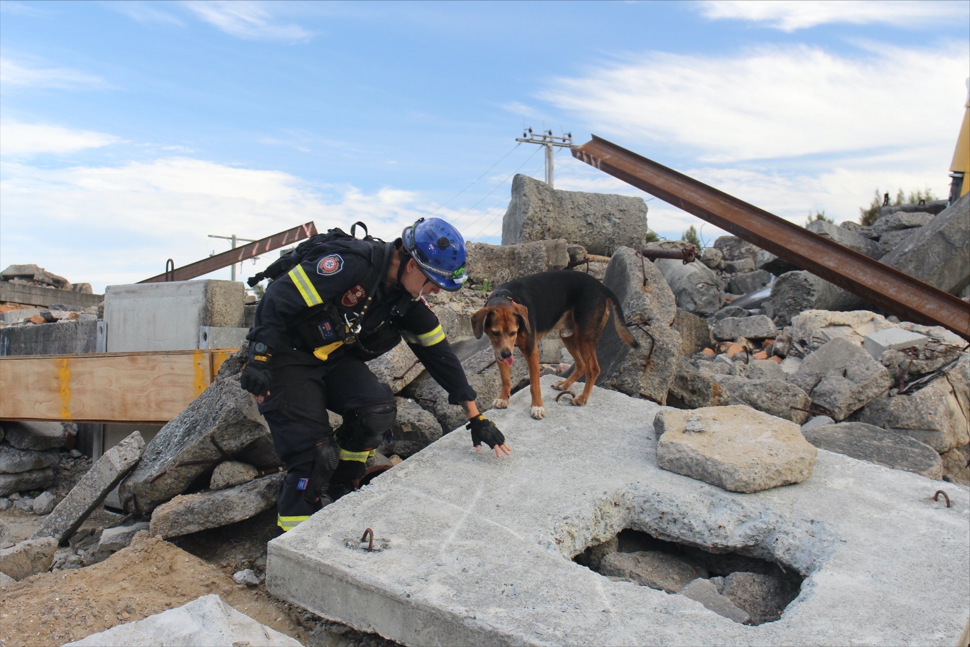 DART volunteers - working on a pile of rubble