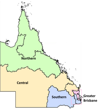 Queensland Fire and Rescue region map