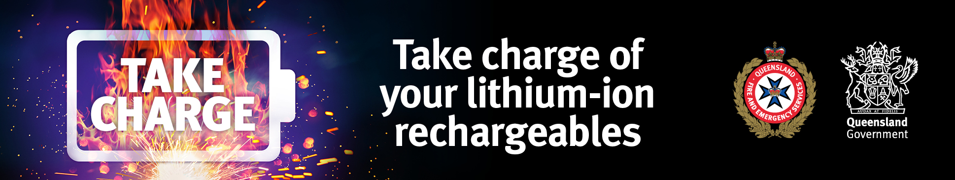 Banner saying "take charge of your lithium-ion rechargeables"